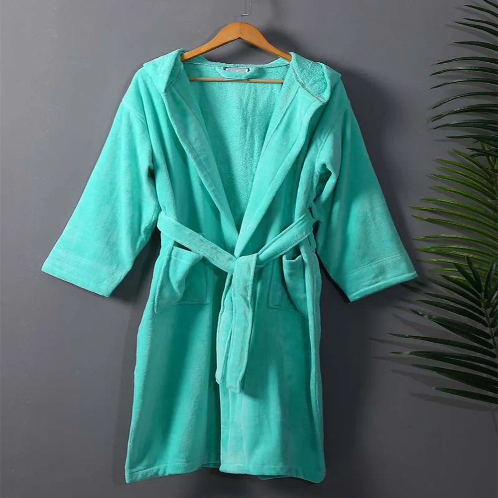 100% Cotton Terry Velour Hooded Kids Bathrobes