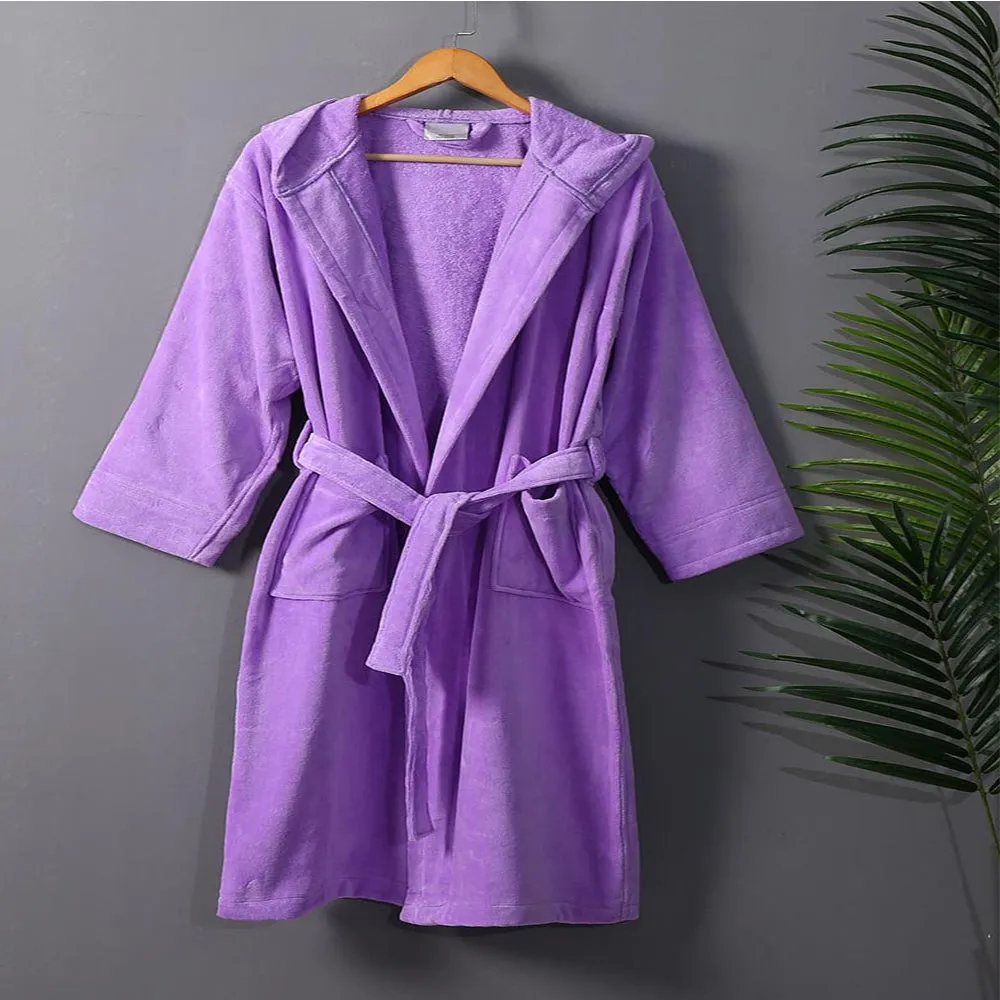 100% Cotton Terry Velour Hooded Kids Bathrobes