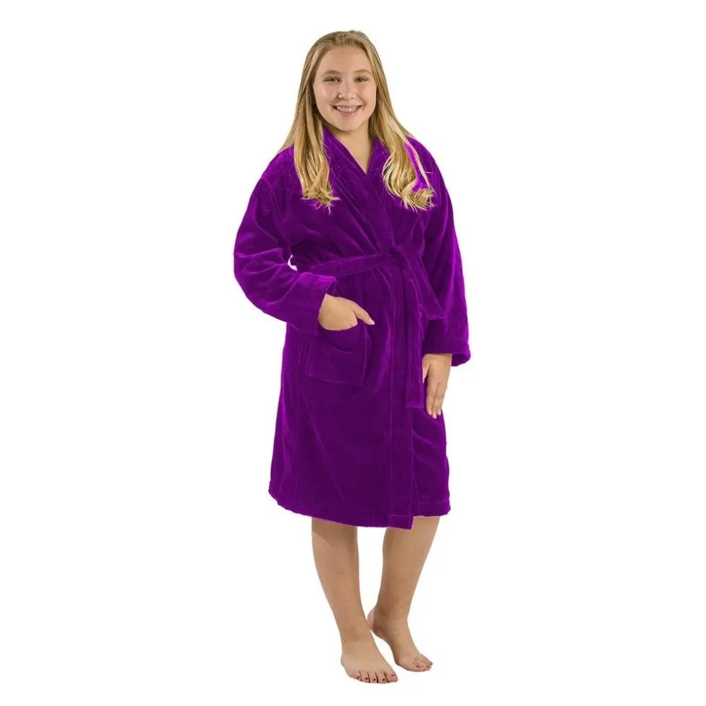 100% Cotton Terry Velour Hooded Kids Bathrobes