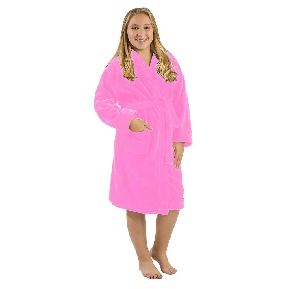 100% Cotton Terry Velour Hooded Kids Bathrobes