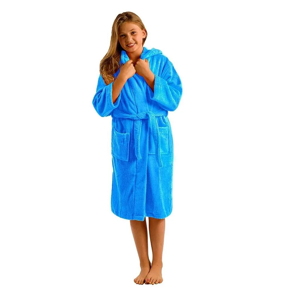 100% Cotton Terry Velour Hooded Kids Bathrobes