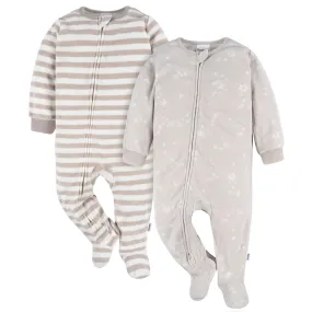 2-Pack Baby & Toddler Neutral Stars Fleece Pajamas