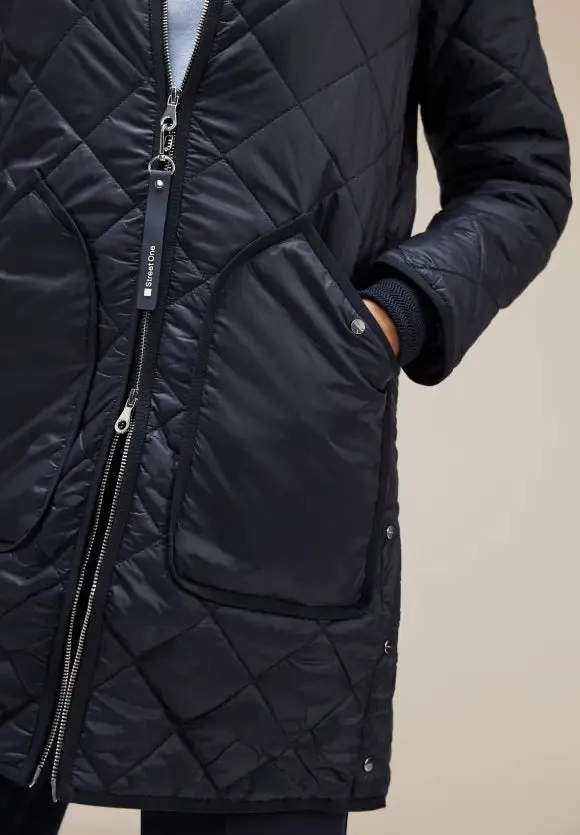 211901- Navy Padded Coat - Street One