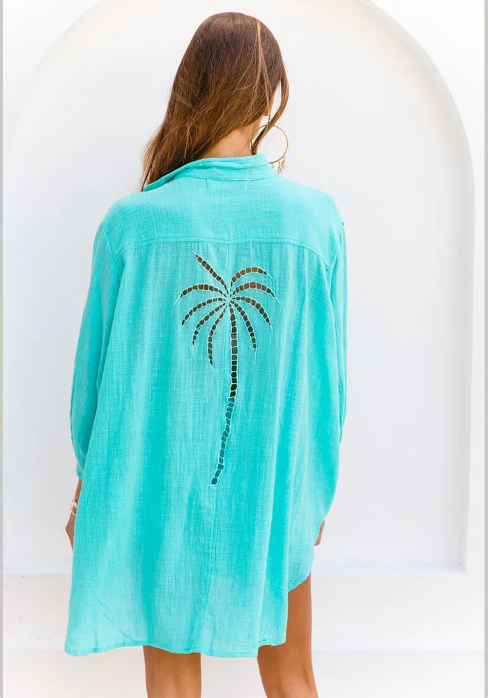 3 Palms Shirt  - Turquoise