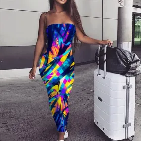 Abstract Dress Women Psychedelic Vestido Sexy Colorful Boho Art Ladies Dresses