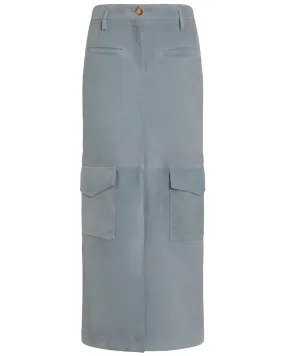 Airy Blue Suede Adige Cargo Skirt