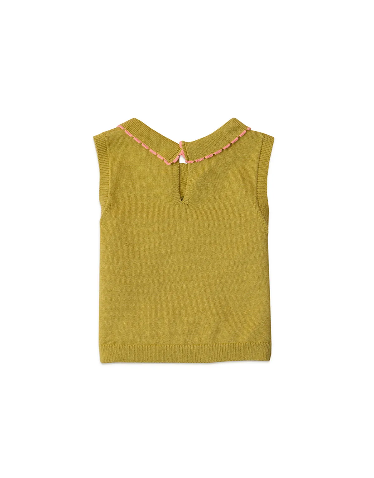 BABY GIRLS PEAR INTARSIA TOP WITH EMBROIDERY DETAILS