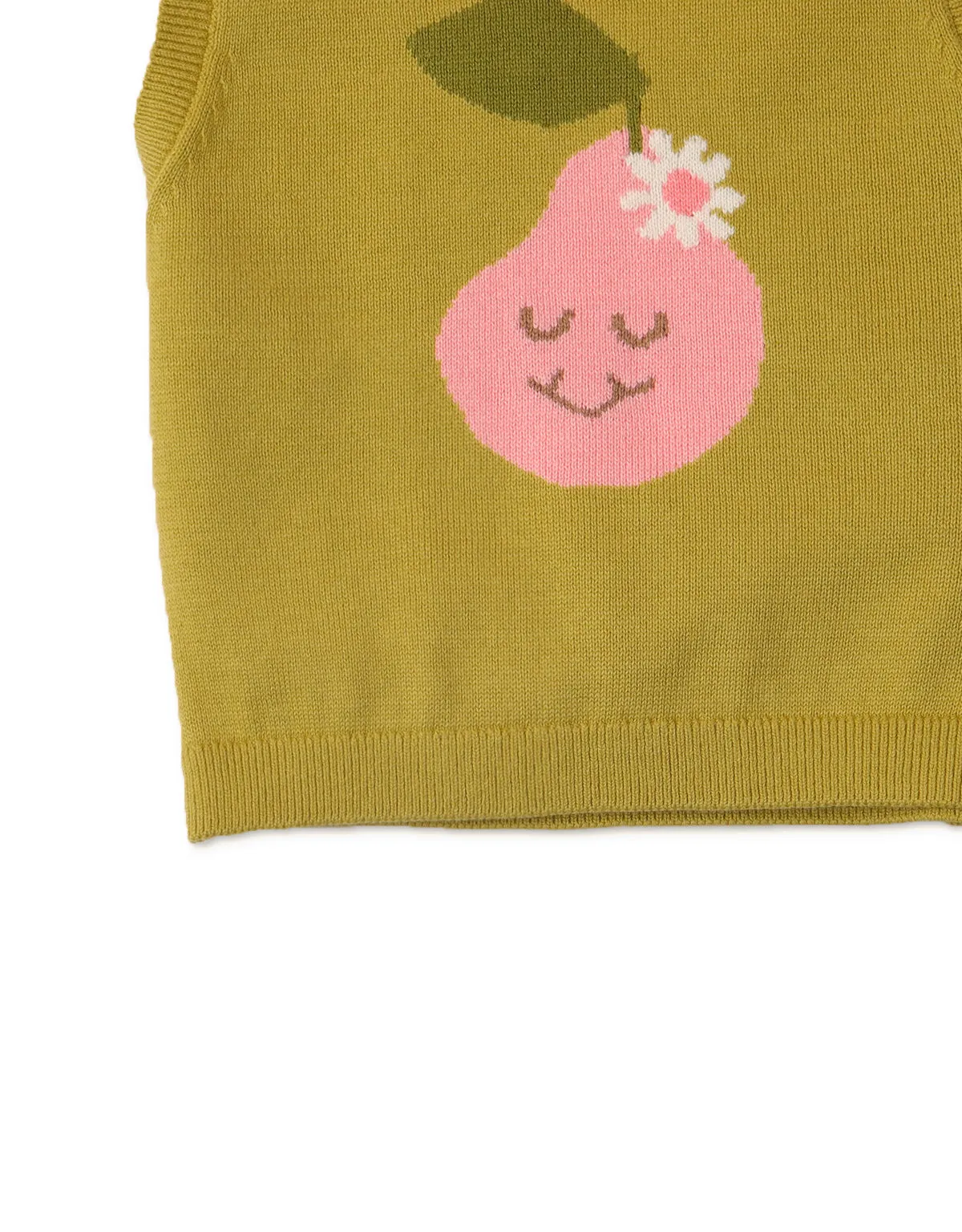 BABY GIRLS PEAR INTARSIA TOP WITH EMBROIDERY DETAILS