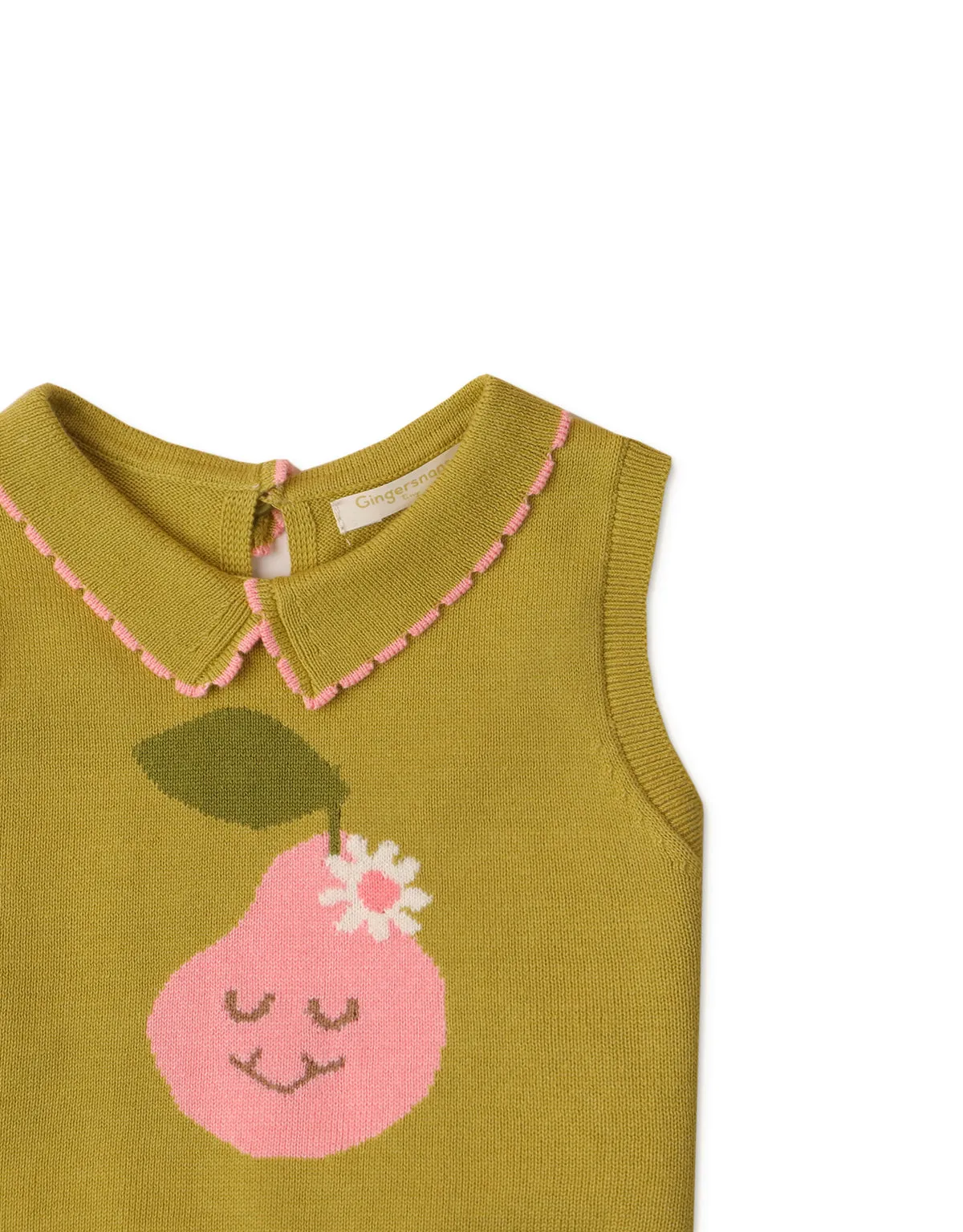 BABY GIRLS PEAR INTARSIA TOP WITH EMBROIDERY DETAILS