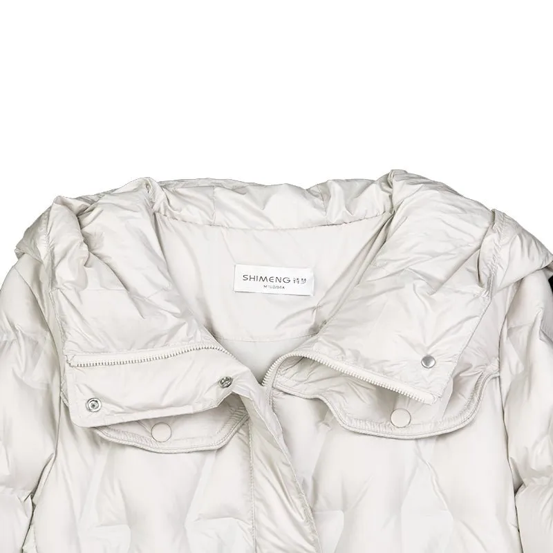 Beige Long Goose Down Jacket