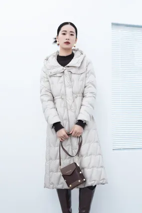 Beige Long Goose Down Jacket