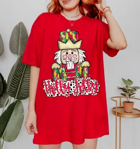 Bella Canvas or Comfort Colors Christmas Holly Jolly Nutcracker Tee/ Direct To Film Transfered Faux Glitter Tee/ Youth and Adult Sizes