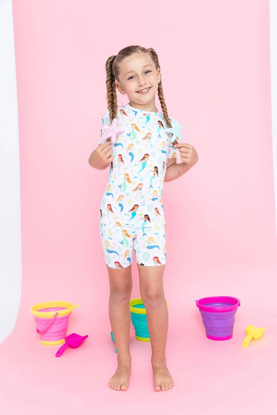 Bird & Bean Bamboo Short PJ Set - Magic Mermaids