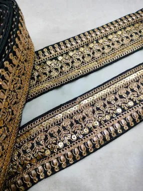 Black Fancy Zari Embellished Trim