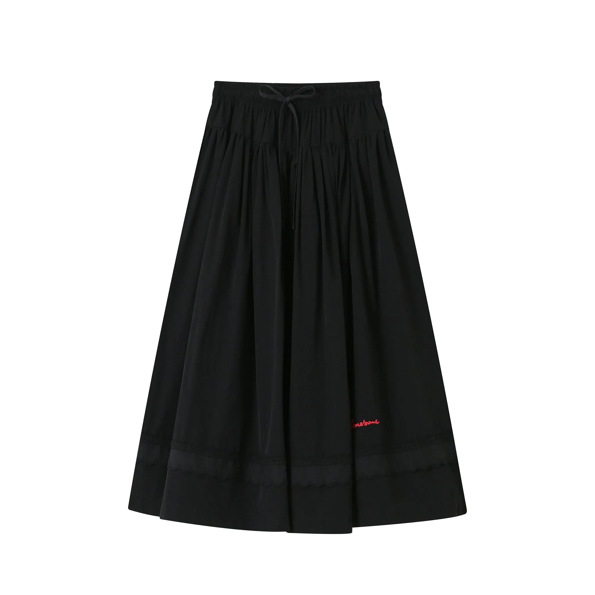 Black Lace Splicing Airy Skirt