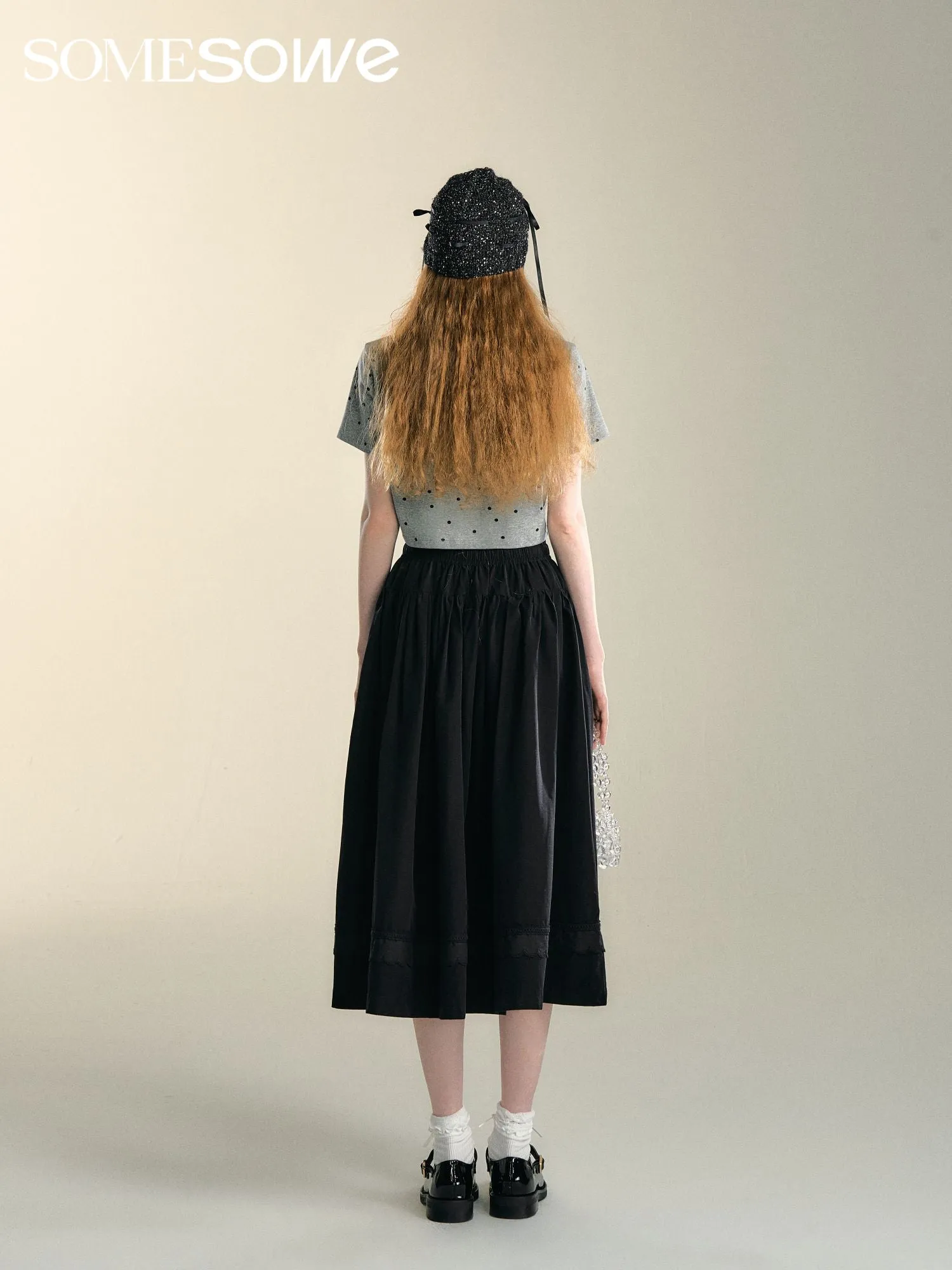 Black Lace Splicing Airy Skirt