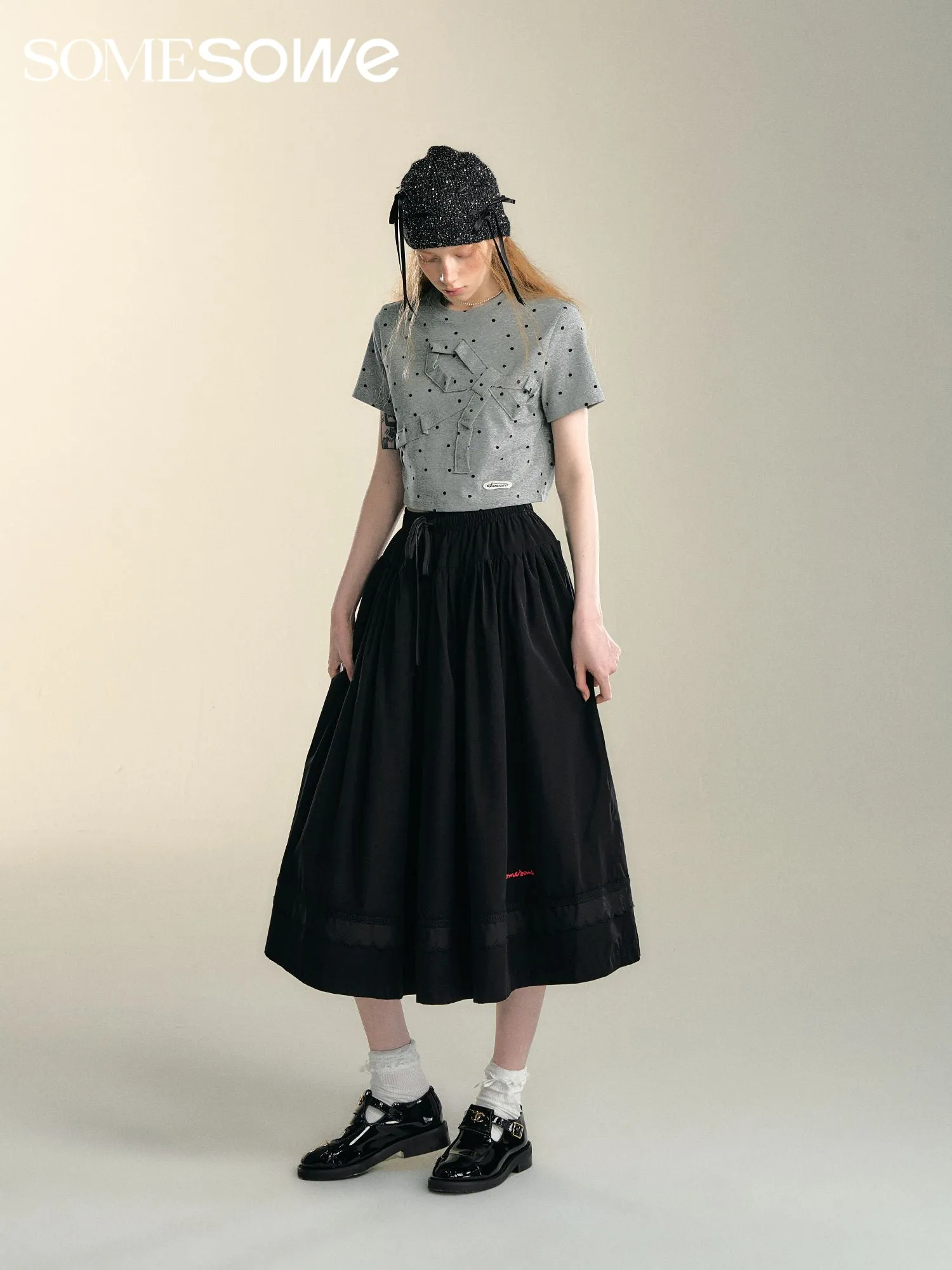 Black Lace Splicing Airy Skirt