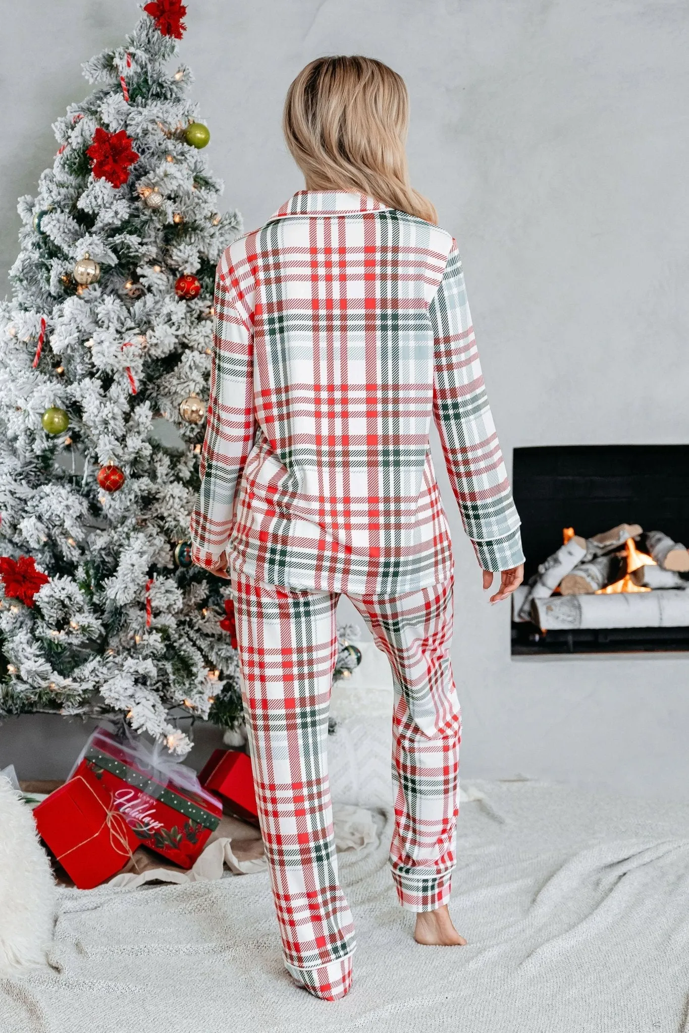 Buttery Soft Red and Green Plaid Pajama Set