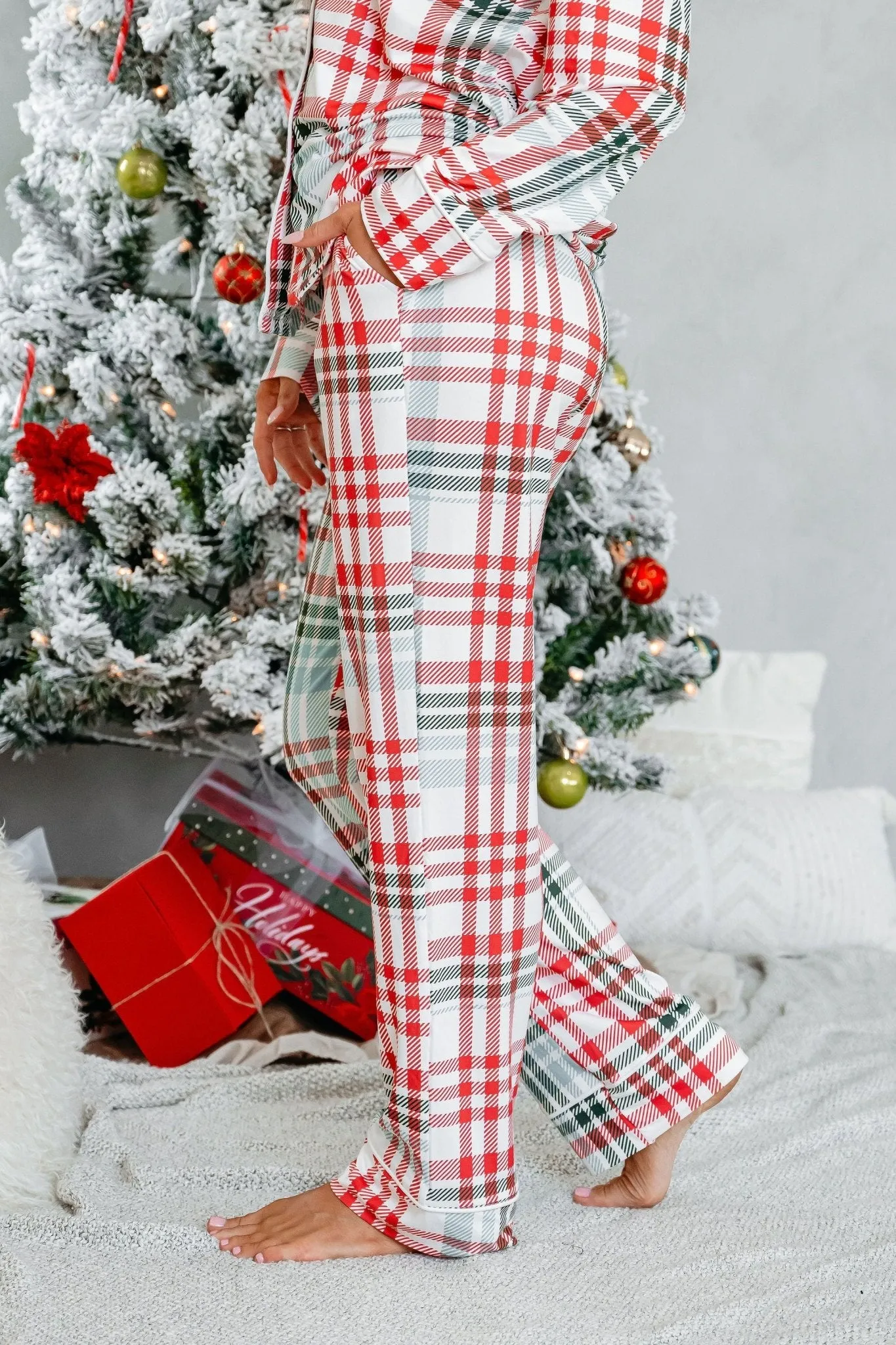 Buttery Soft Red and Green Plaid Pajama Set