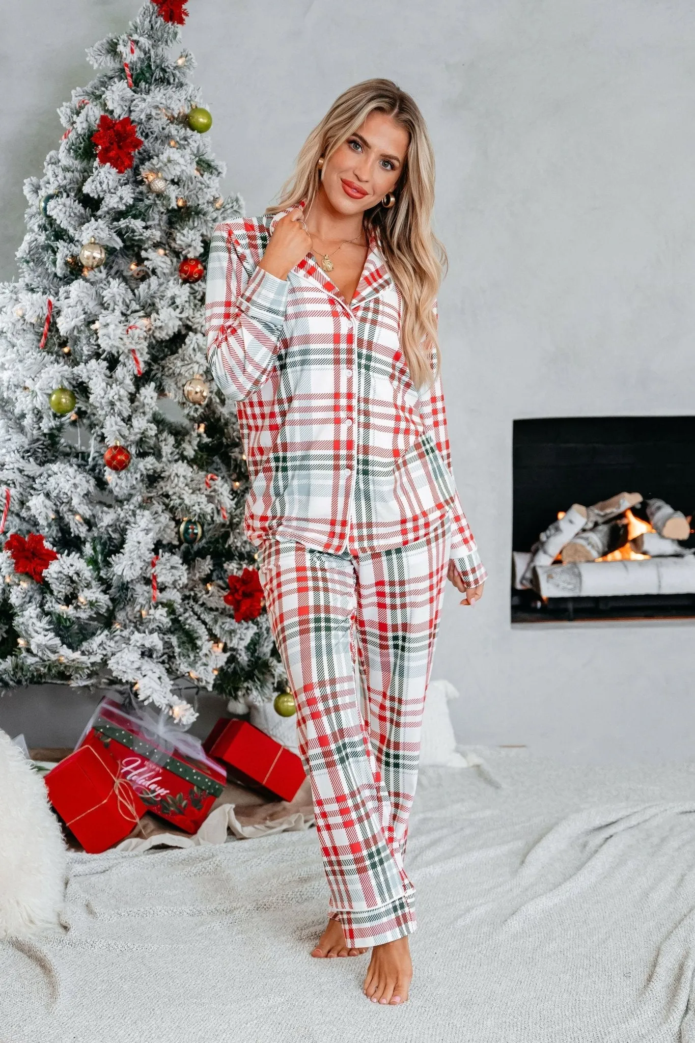 Buttery Soft Red and Green Plaid Pajama Set