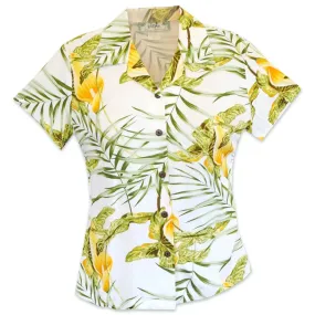 Calla Lily White Lady's Hawaiian Rayon Blouse