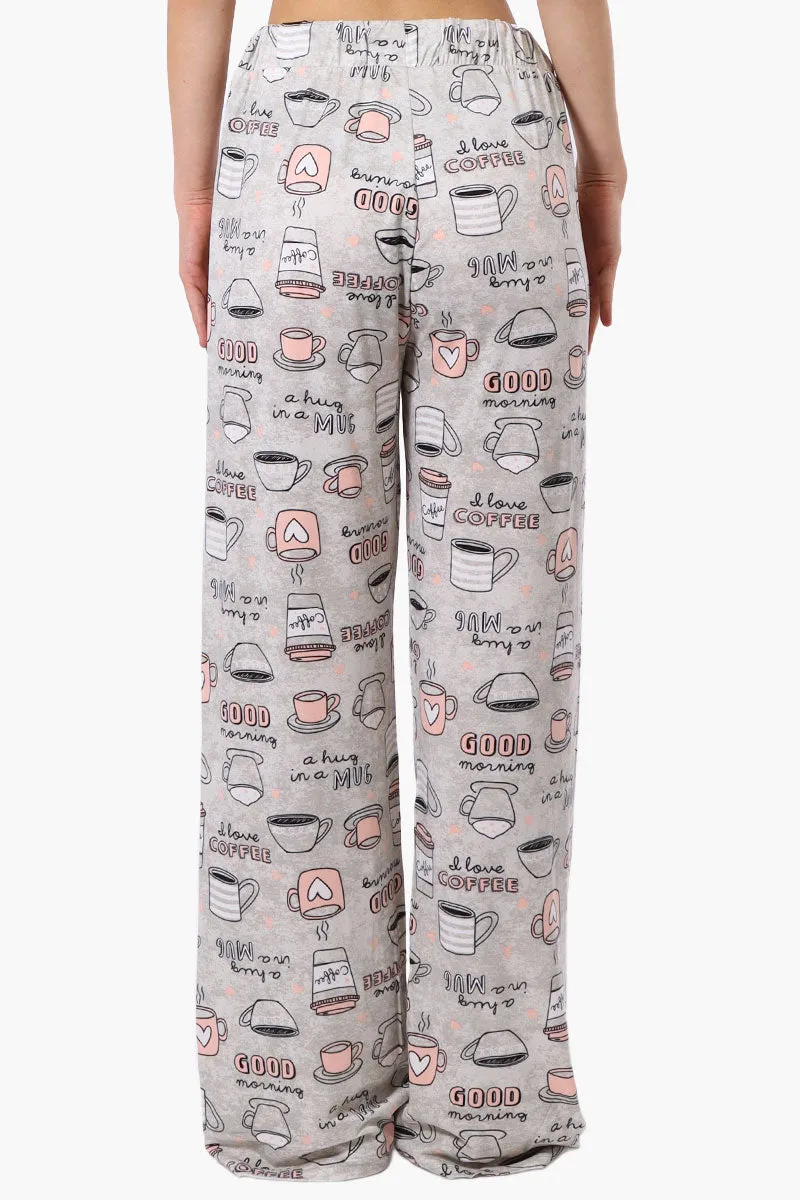 Canada Weather Gear Coffee Pattern Wide Leg Pajama Pants - Grey