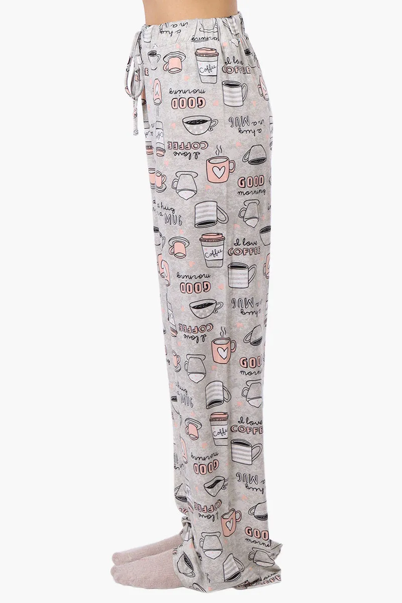 Canada Weather Gear Coffee Pattern Wide Leg Pajama Pants - Grey