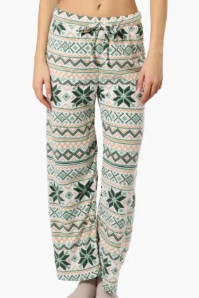 Canada Weather Gear Festive Pattern Wide Leg Pajama Pants - Green