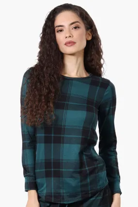 Canada Weather Gear Plaid Henley Pajama Top - Teal