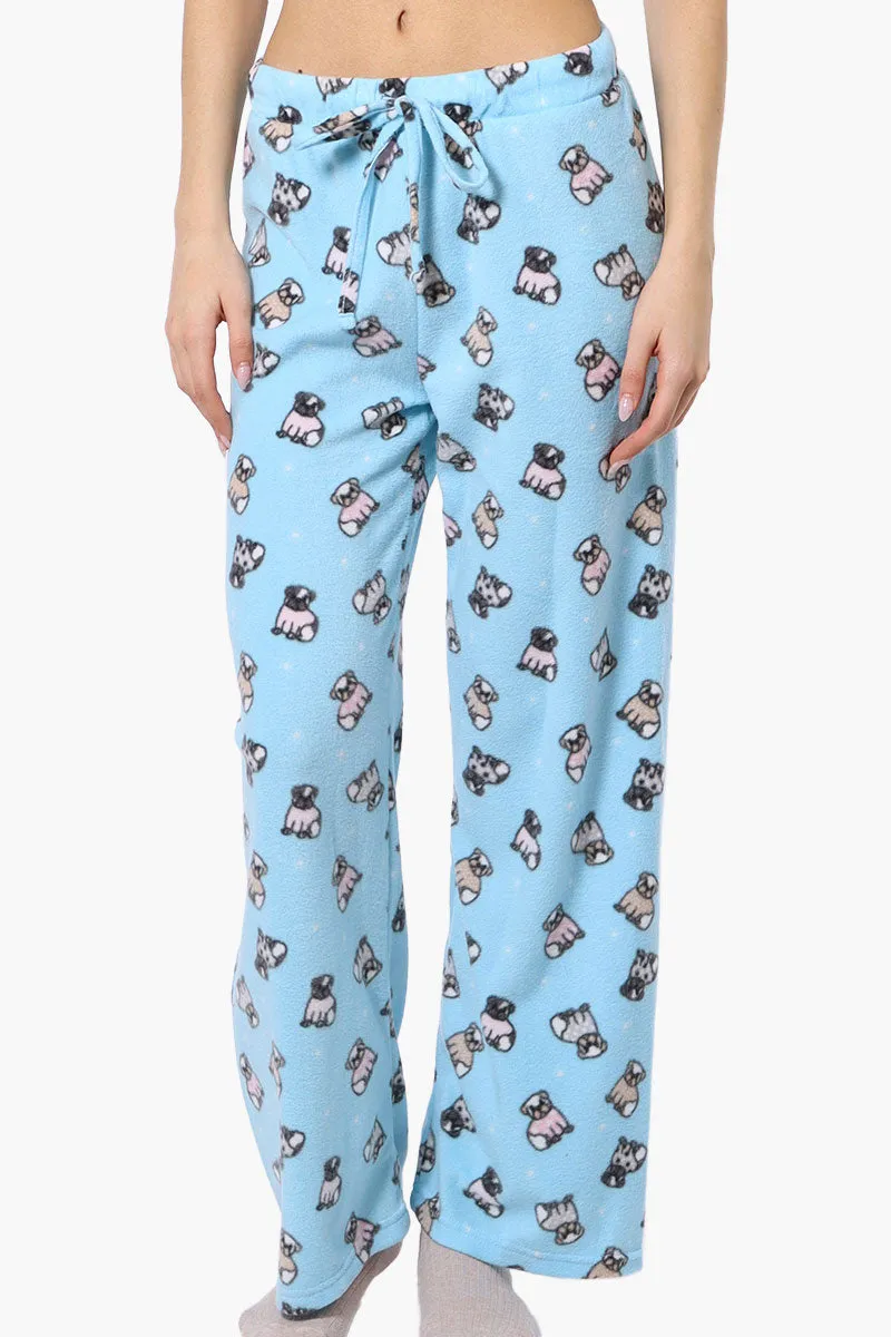 Canada Weather Gear Pug Pattern Wide Leg Pajama Bottoms - Blue