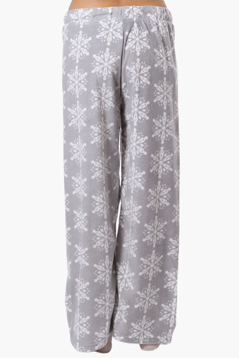 Canada Weather Gear Snowflake Pattern Wide Leg Pajama Pants - Grey