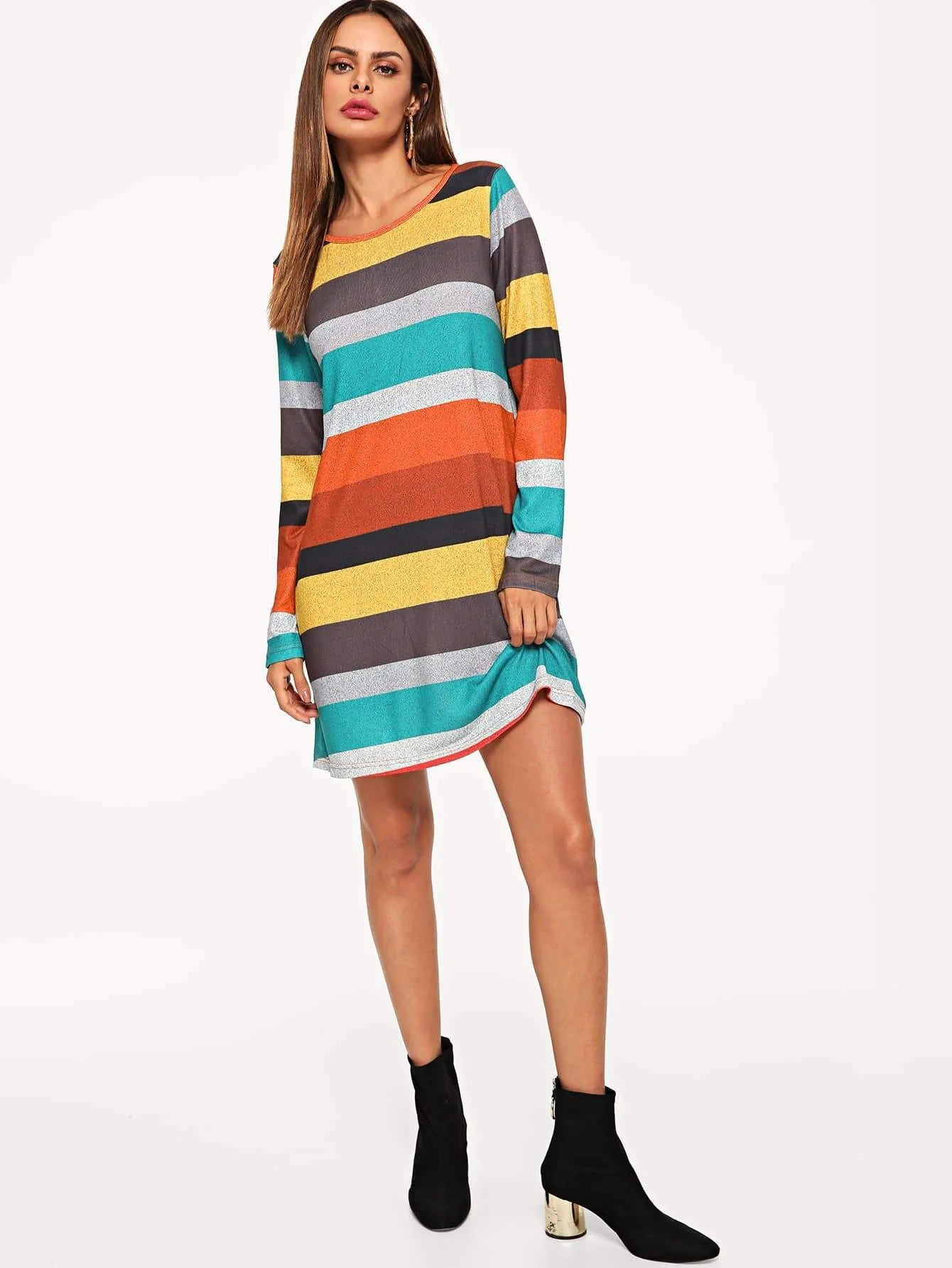 Colorful Striped Knit Dress