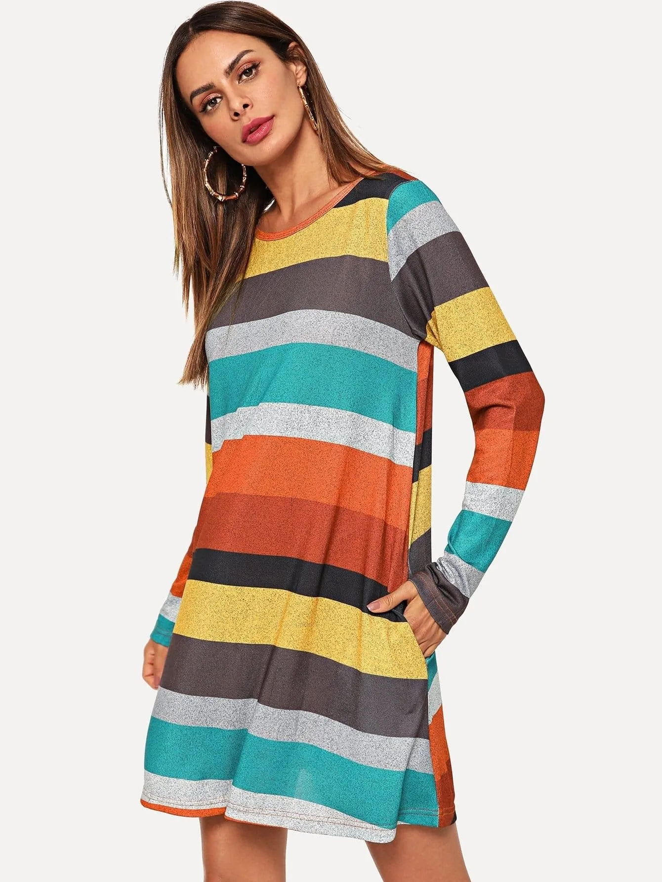 Colorful Striped Knit Dress