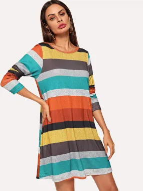 Colorful Striped Knit Dress