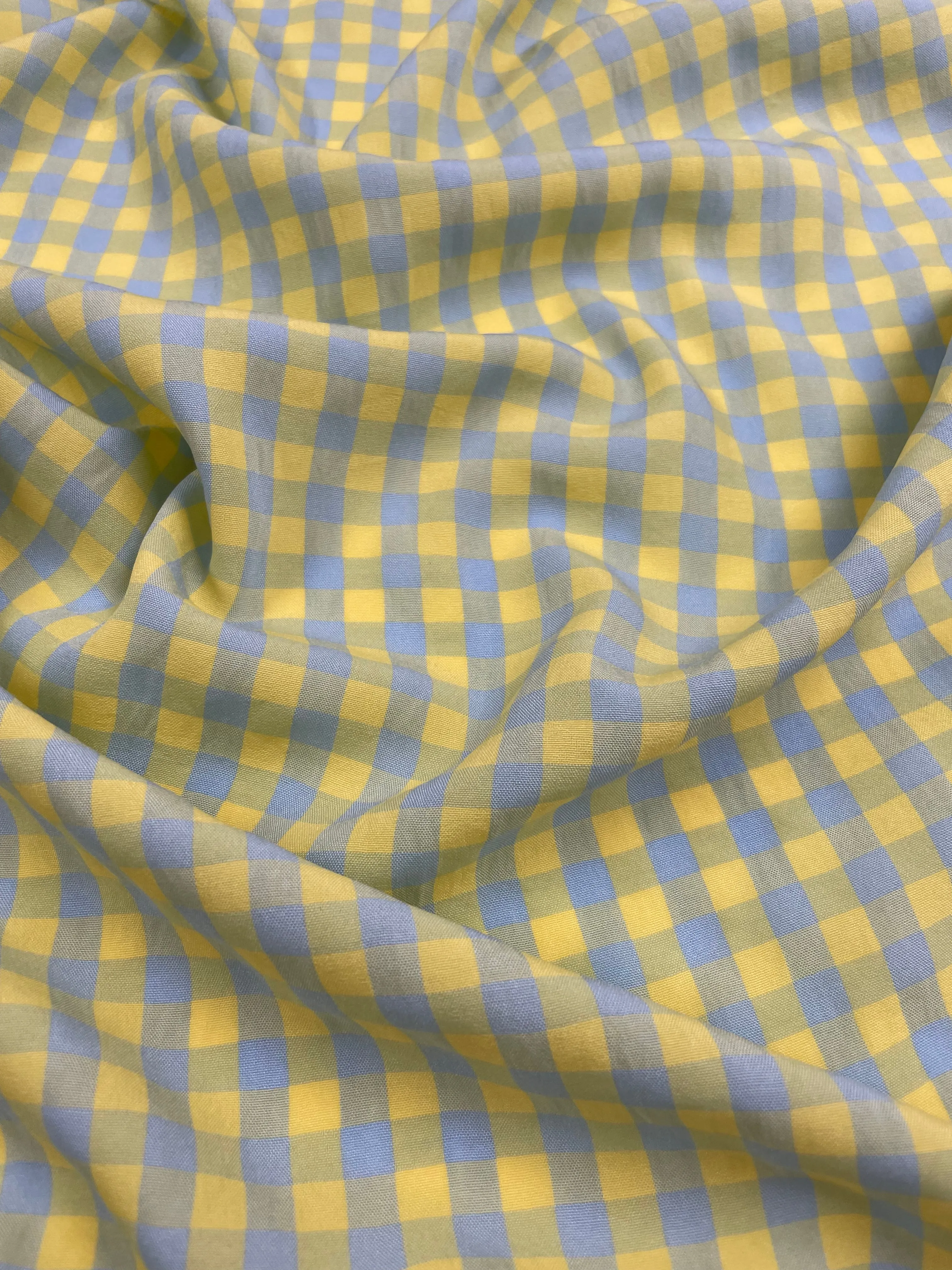 Cotton Poly - Blue & Yellow Gingham - 150cm