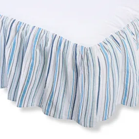 Crib Skirt - Jewel Tone Stripes - Blue, Gray, & True Blue - Final SALE