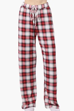 Cuddly Canuckies Plaid Wide Leg Pajama Pants - White