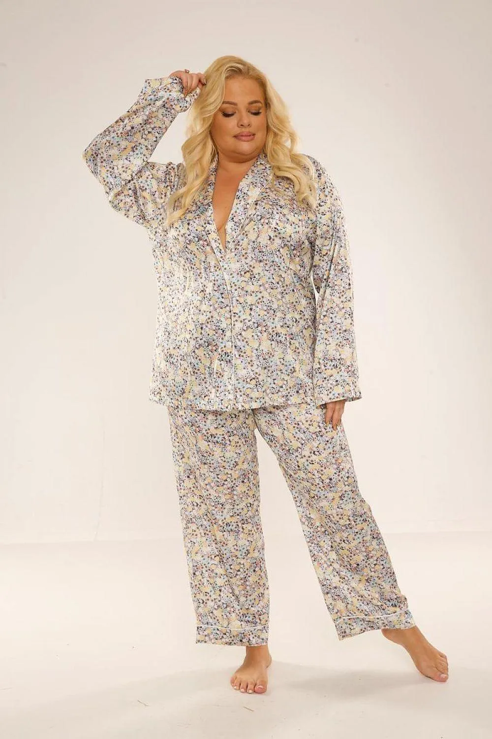 De Lafense soft patterned satin womens pajamas