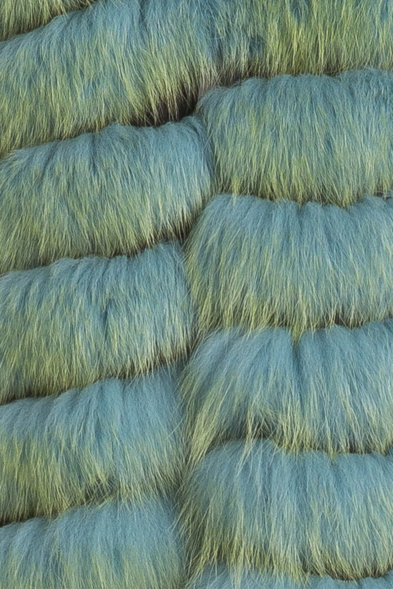 Dolce & Gabbana - Long Green and Blue Natural Fur Coat- IT 40