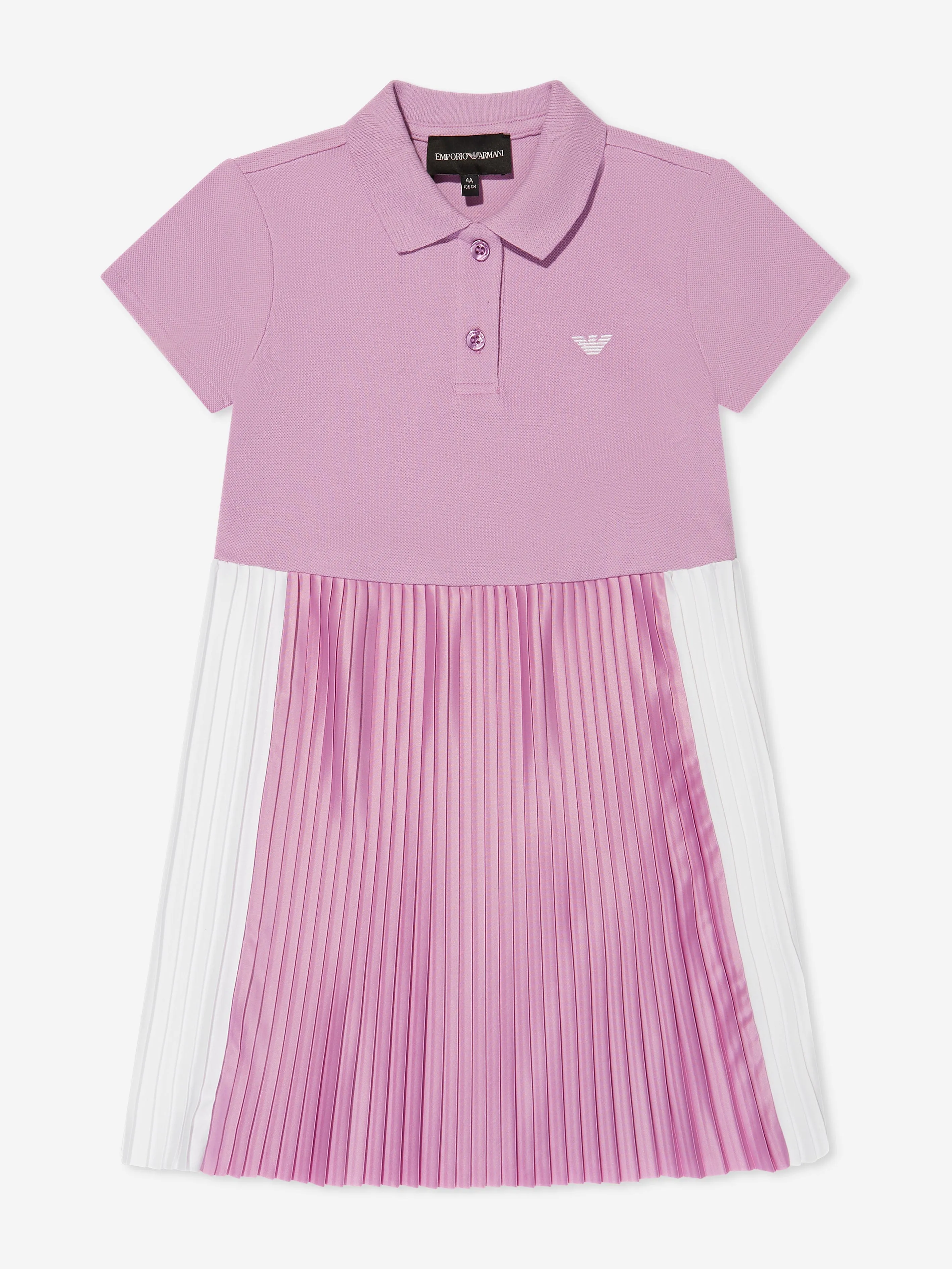 Emporio Armani Girls Pleated Dress In Pink