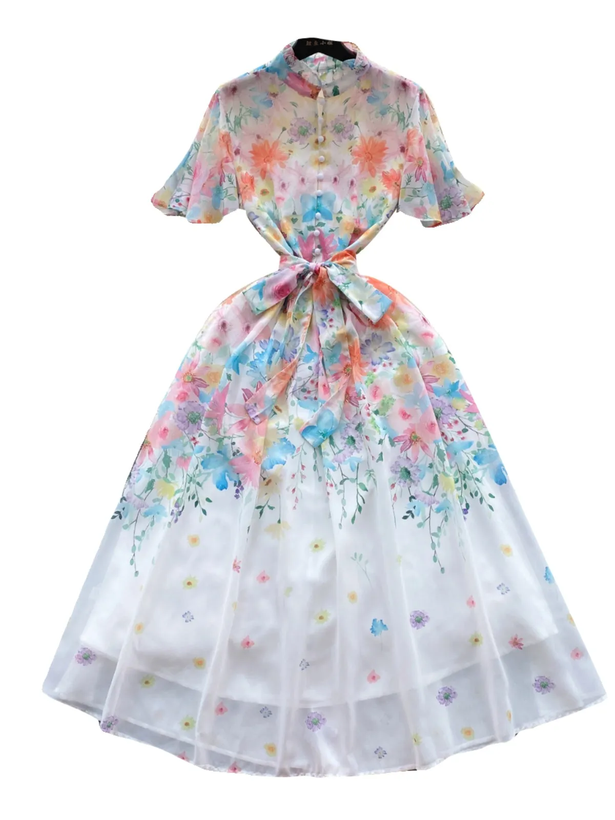 Fairy Colorful Floral Chiffon Dress