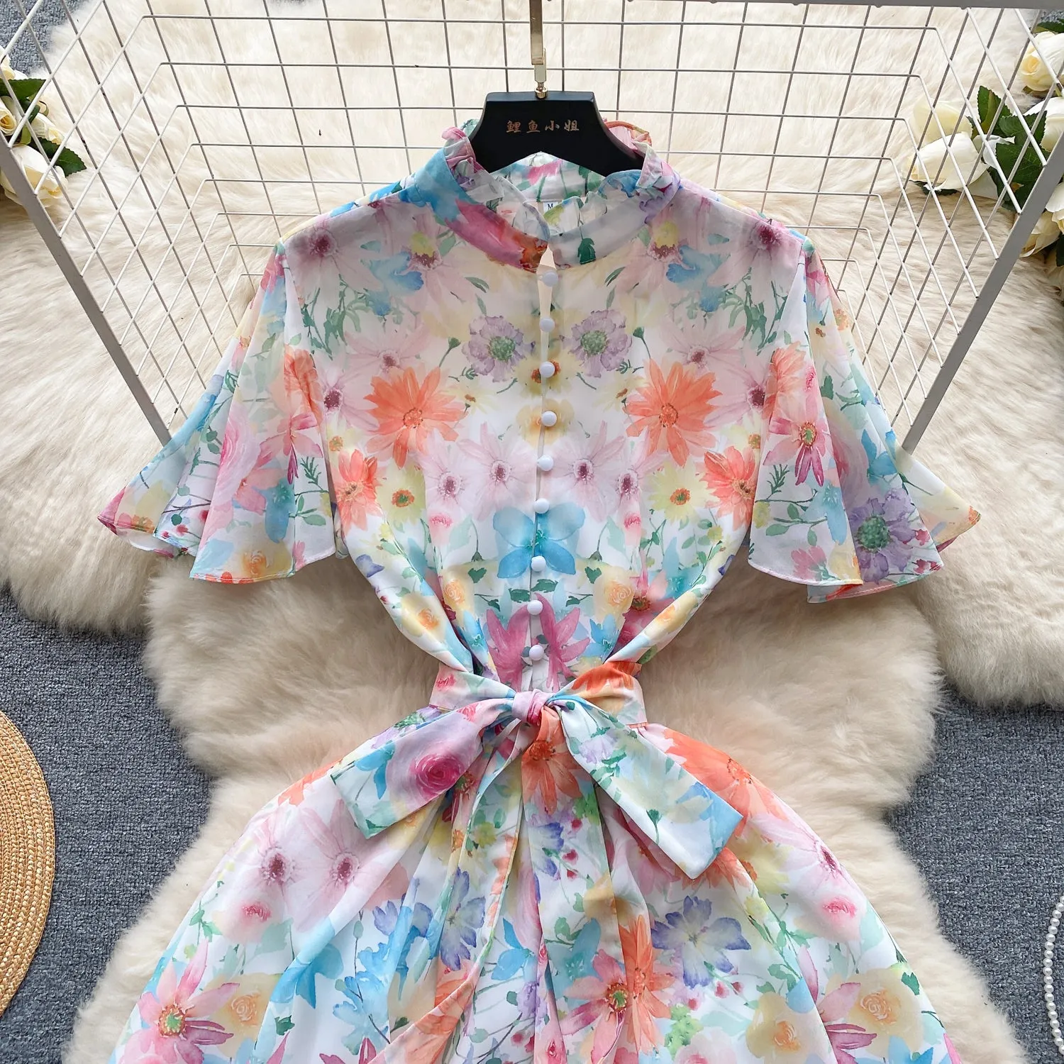 Fairy Colorful Floral Chiffon Dress