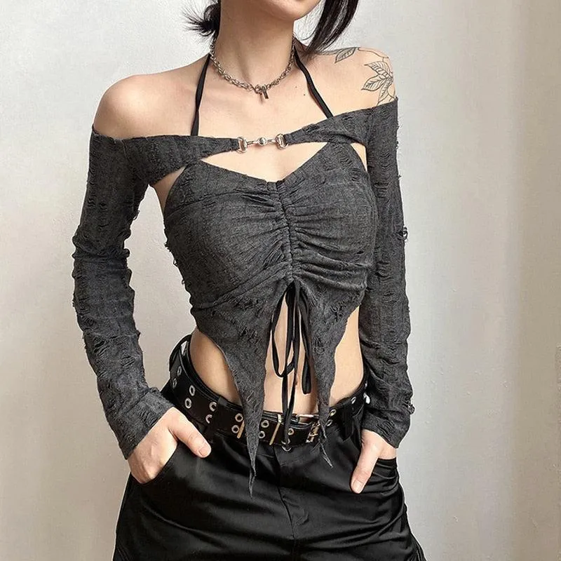 Fairy Grunge Detachable Sleeve Halter Top