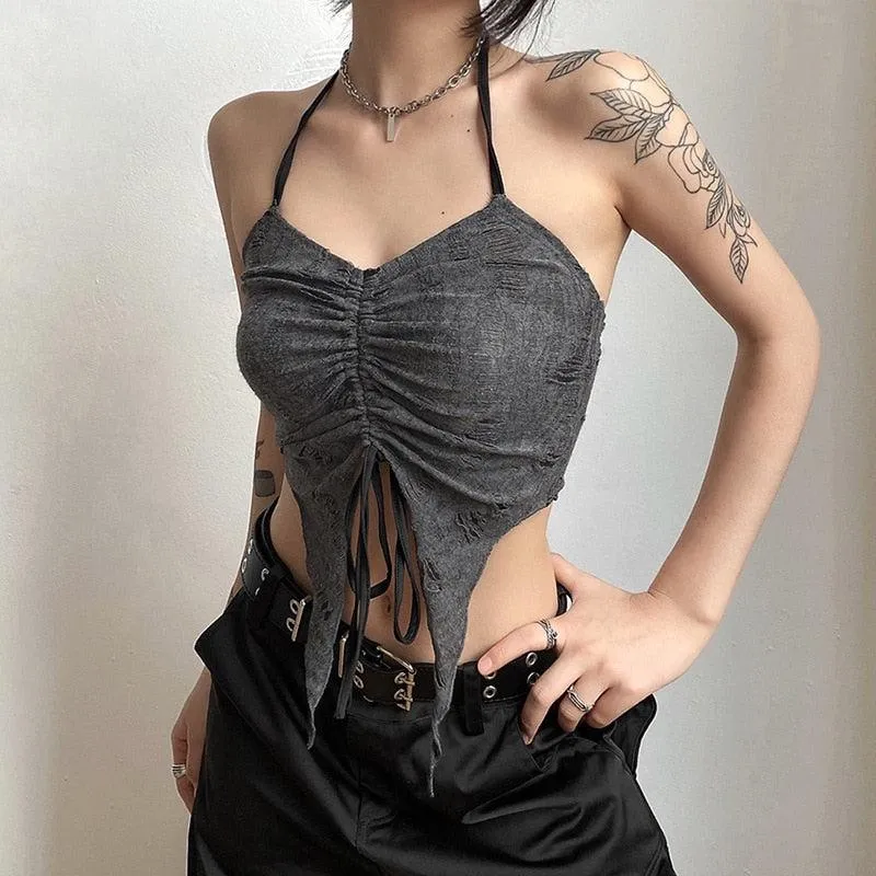 Fairy Grunge Detachable Sleeve Halter Top