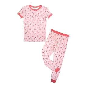 Fancy Flamingos Bamboo Girl Pajamas Kids Sleepwear Set