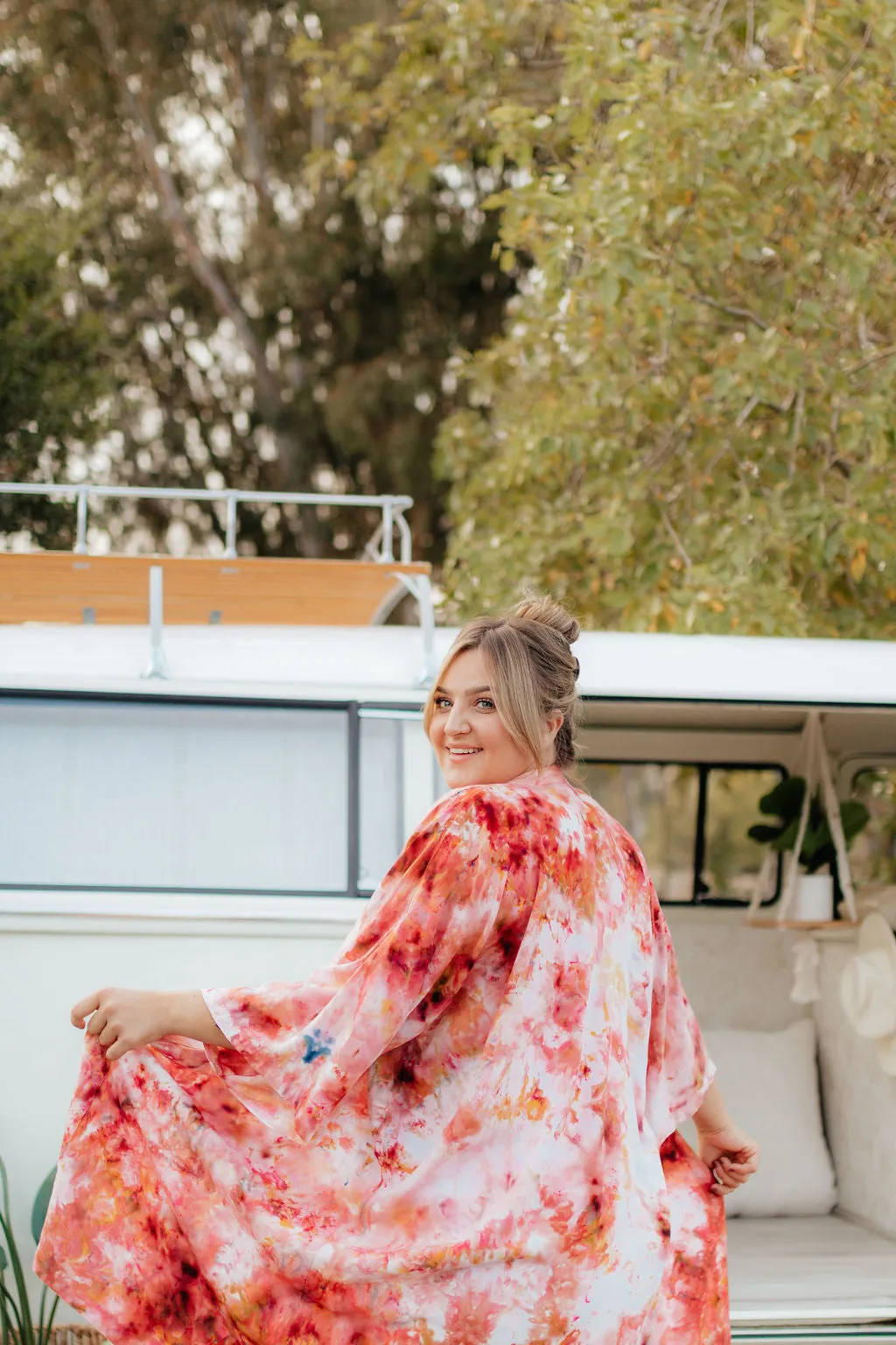 Fire Tie Dye Short Robe