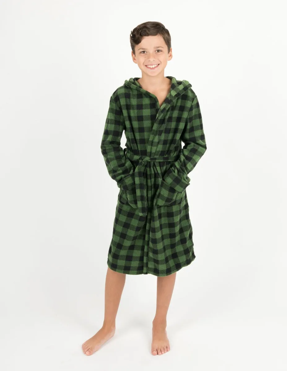 Fleece Plaid Hooded Robes