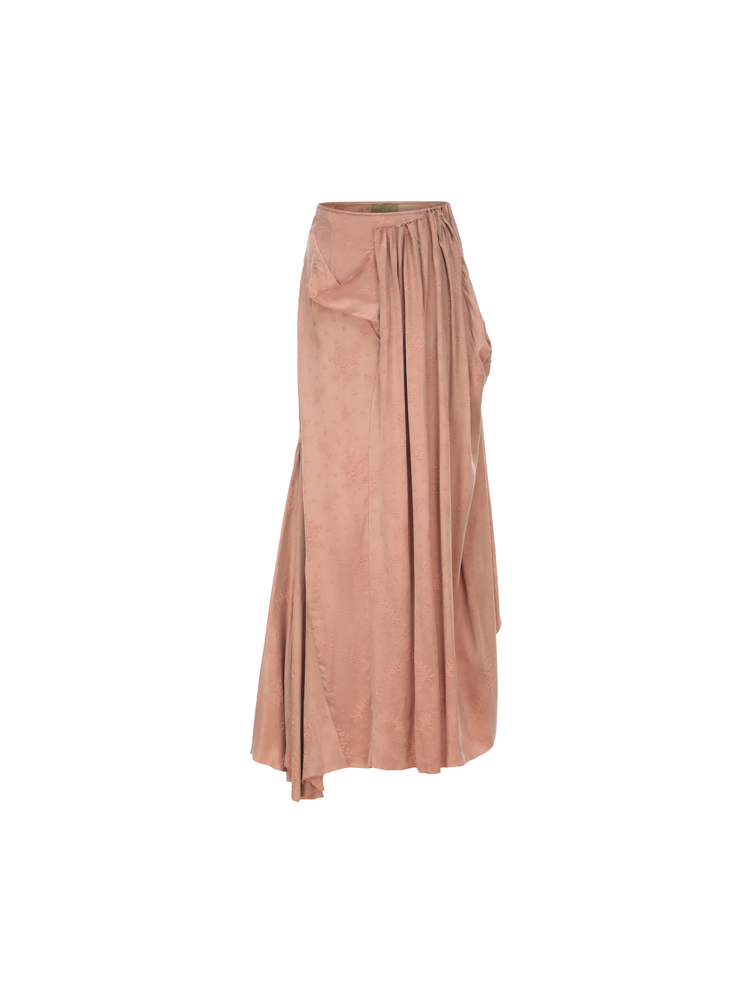 Flesh Folded Pleated Mid-Length Skirt