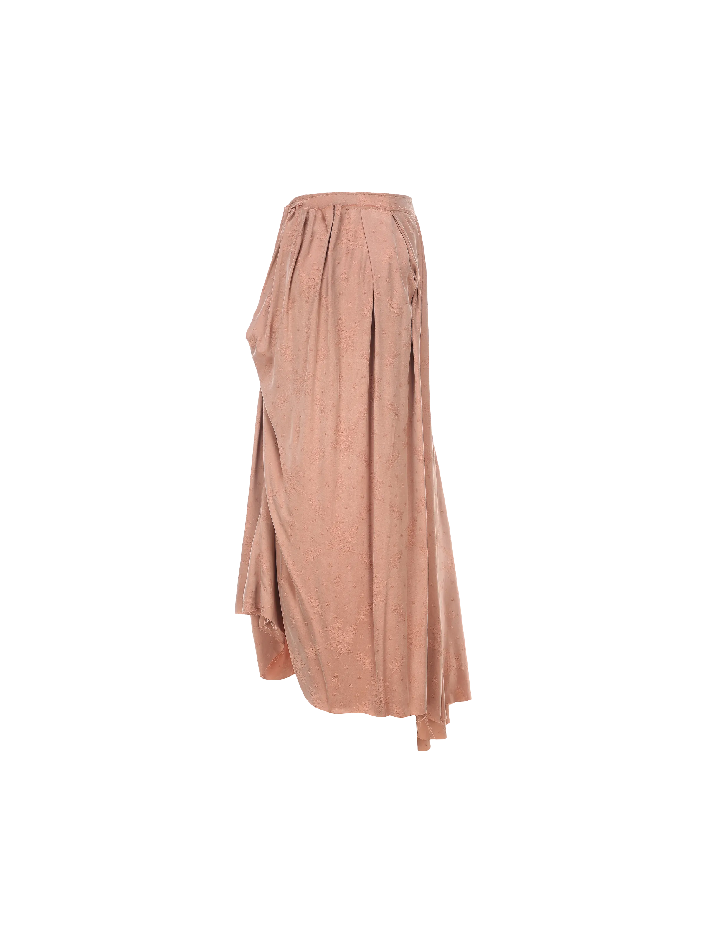 Flesh Folded Pleated Mid-Length Skirt