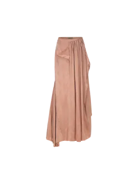 Flesh Folded Pleated Mid-Length Skirt